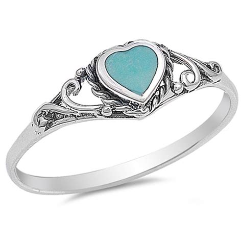 Turquoise Heart Shaped Celtic Sterling Silver Ring Sizes
