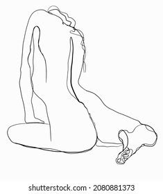 Line Art Vector Illustration Naked Woman Stock Vector Royalty Free Shutterstock