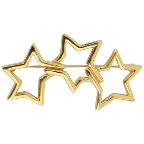 Tiffany Triple Stars Gold Brooch For Sale At 1stdibs