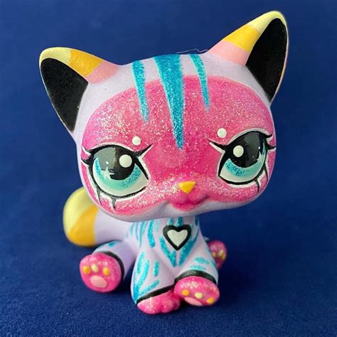 Lps Custom Sparkle Tiger Cat Hand Painted Sitting Cat Etsy