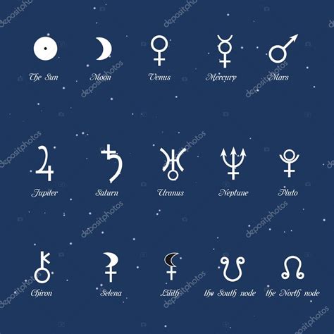 Símbolos Astrológicos Conjunto De Signos De Los Planetas Stock Vector