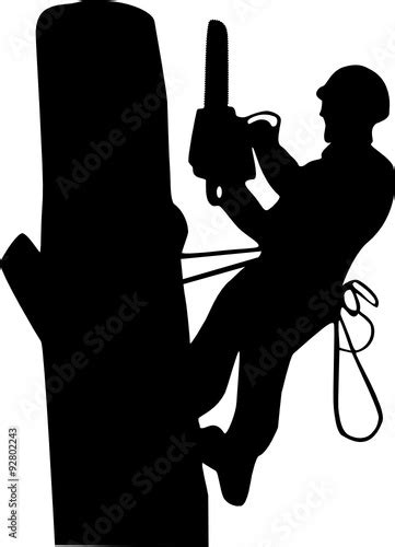 The Silhouette Of An Arborist On The Tree Stock Vector Adobe Stock