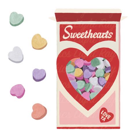 Valentines Candy Sweethearts Conversation Hearts Clip Art Watercolor