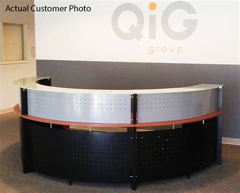 Round reception desk d model 3d model. Half Round Glass Top Reception Desk