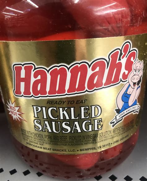 1 Quart Jar Of Hannah Pickled Pork Sausage Red Hots Wieners Free Ship