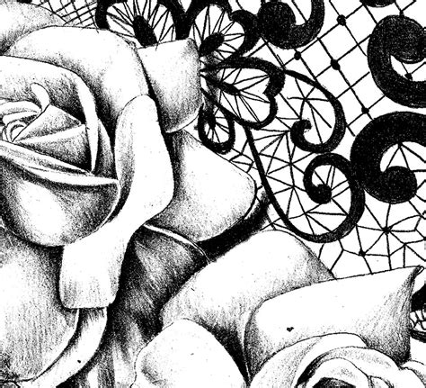 Realistic Rose With Lace Tattoo Design Digital Download