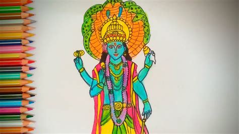 How To Draw Lord Vishnu Drawings Step By Step And Painting Of Lord