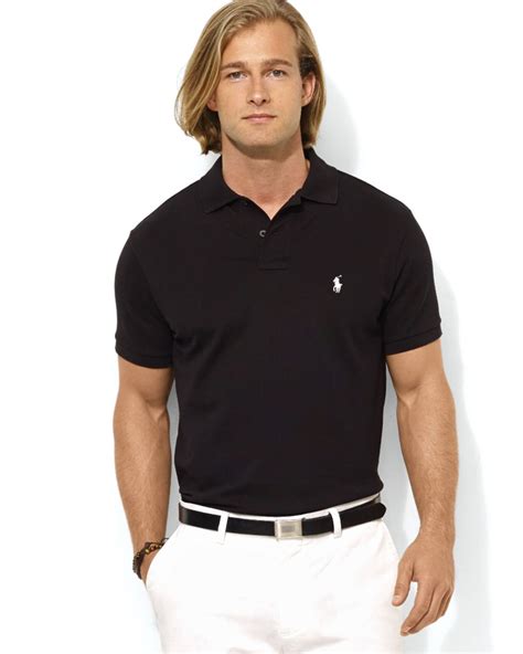 Lyst Ralph Lauren Polo Custom Stretch Mesh Polo Shirt Slim Fit In Black For Men
