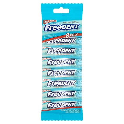 Wrigleys Freedent Spearmint Gum 5 Count 8 Pack