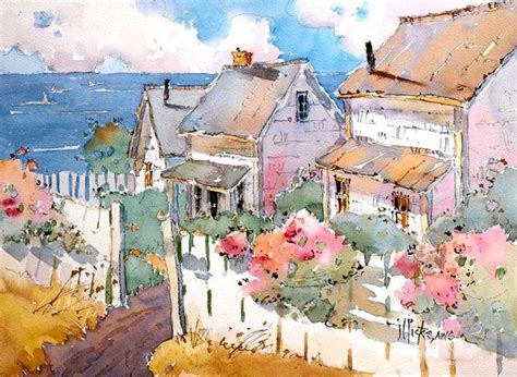 Coastal Cottages Art Print By Jhicksfineart On Etsy Watercolor Artists