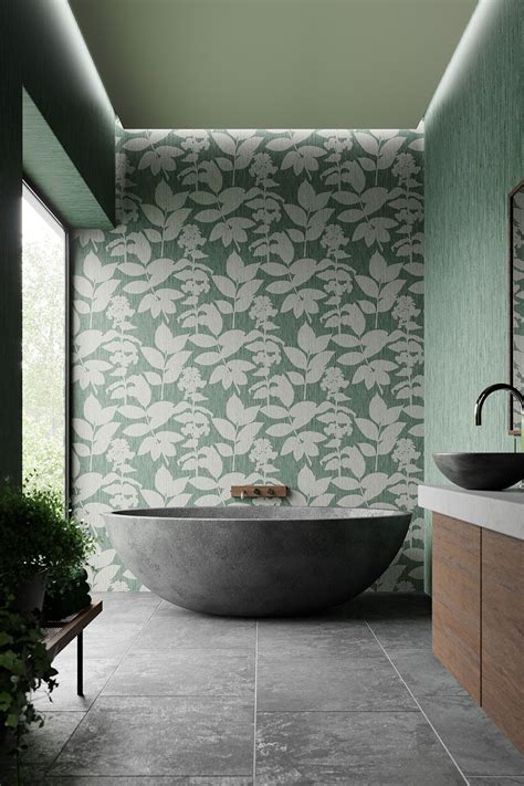 How to use wallpaper in the bathroom | Green Bathroom Decor Ideas