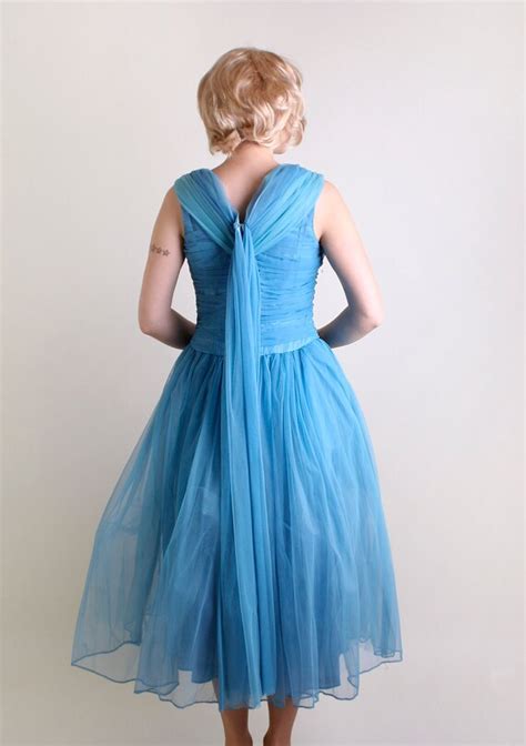 Vintage 1950s Prom Dress Sky Blue Tulle Kerrybrooke