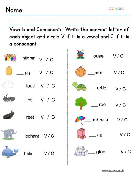 Best Images Of Vowels And Consonants Worksheets Consonant And Vowel