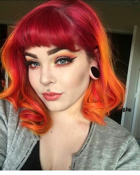 Pin By Hayden On Hair In 2019 Sunset Hair Red Orange