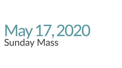 Sunday Mass May 17 2020 Youtube