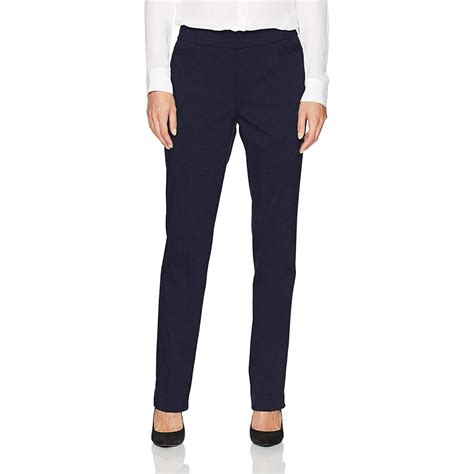 Briggs Navy Womens Pull On Flat Front Pants Stretch 16