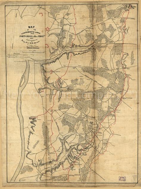 1860 Map Of The Confederate Lines From Fort Gregg To Mrs Prices