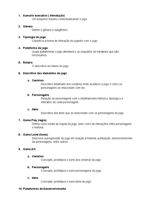 A comprehensive list of examples of game design documents. GDD - Game Design Document - Exemplo