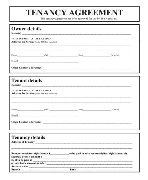 Low Doc Business Simple Free Tenancy Agreement Form