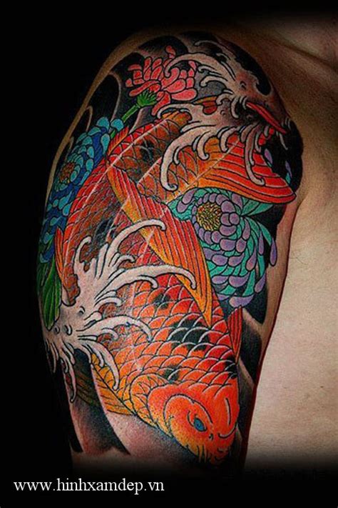 Hình xăm cá chép bắp tay. Mẫu hình xăm cá chép đẹp nhất - Minh Phụng Tattoo