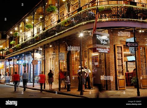 New Orleans French Quarter Bourbon Street At Night Stock Photo