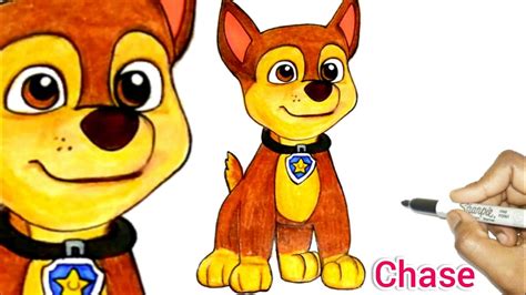 Chase Paw Patrol Movie How To Draw Colour Chase From Paw Patrol Movie