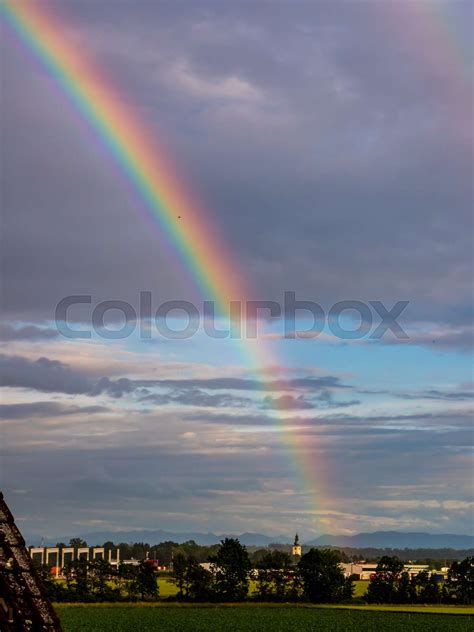 Rainbow After Rain In The Sky Stock Image Colourbox