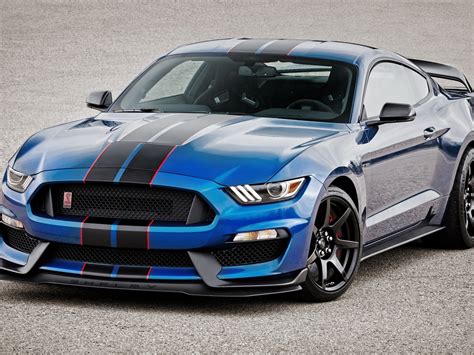 Fonds D Cran Shelby Ford Mustang Gt R Voiture Bleue Vue De Face