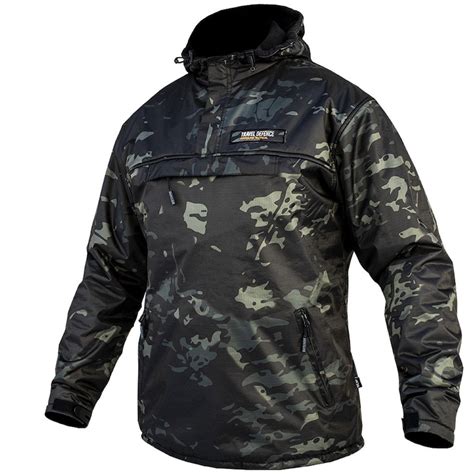 Anorak Windbreaker Travel Defense Black Multicam With Hood Etsy