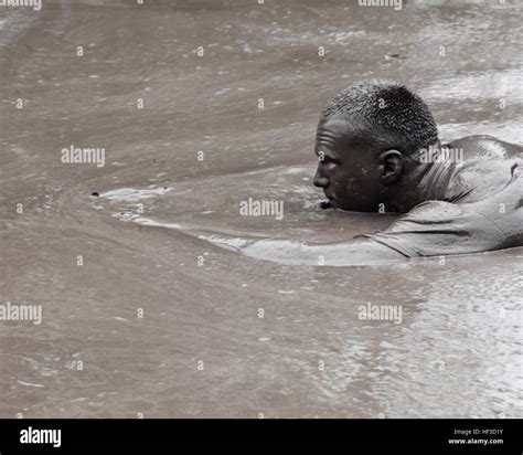 A Participant Swims Through A Mud Pit During The Commanding Generals Mud Run At Camp Pendleton
