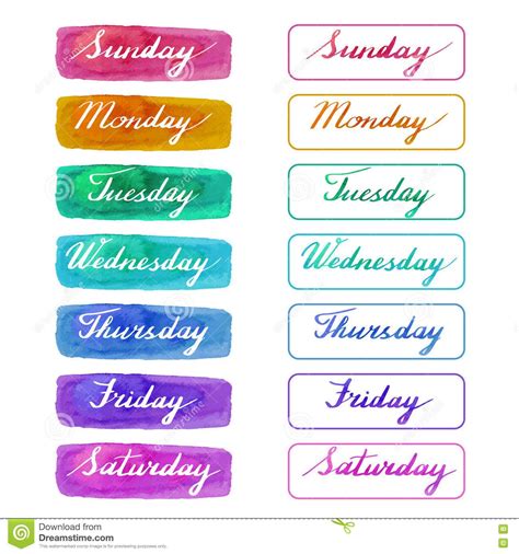 Days Of The Week Chart Clipart In