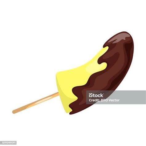 Chocolate Dipped Banana On Stick Vector Illustration Stock Illustration