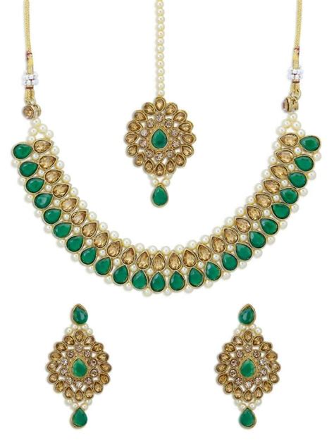 sukkhi lovely lct gold plated pearl choker necklace set for women jiomart