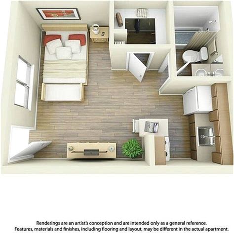 Jangan takut untuk keluar dari kotak. Desain Denah Rumah 1 Kamar Tidur Minimalis 3D | Denah ...