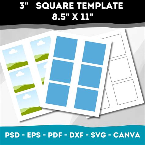 3 Inch Square Template 3 Template In Psd Eps Pdf Etsy