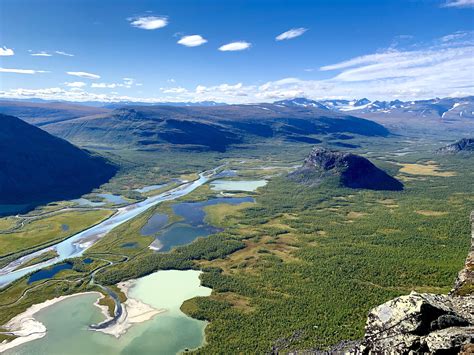 View From The Top Of Mountain Skierfe To Rapa Valley Sarek Nationalpark