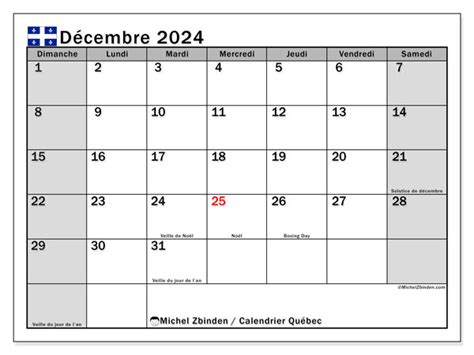 Calendrier à Imprimer Québec Michel Zbinden Fr