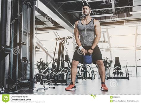 Serene Man Practicing With Kettlebell Stock Image Image Of Kettlebell