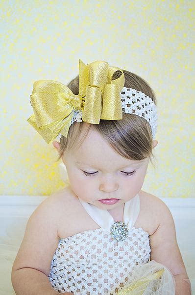 Buy Large Sparkling Metallic Gold Big Bow Headband For Babies Online At
