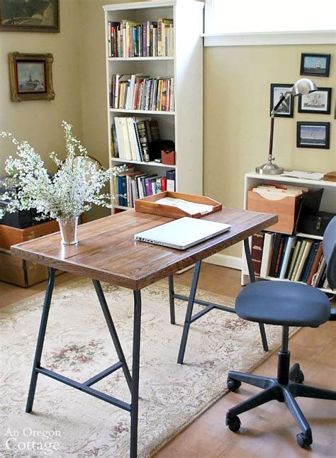 This post may contain affiliate links. How To Make a Desk with Ikea Trestle Legs and Old Wood ...