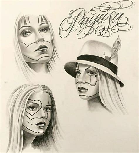 Three Women With Faces Painted In Different Styles And Colors One Is