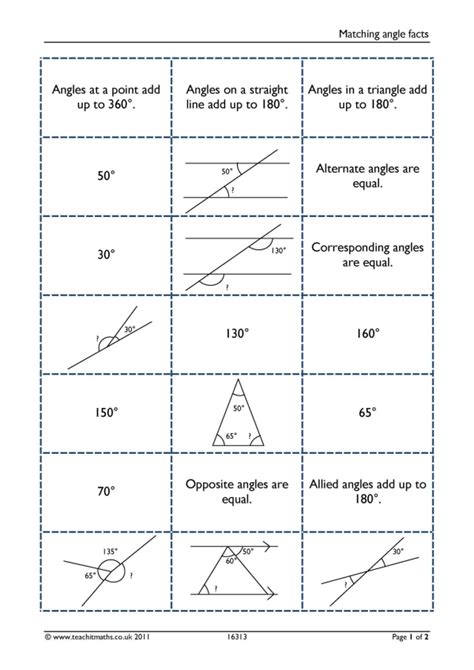 Angle Properties Matching Game¦ks3 4 Maths¦teachit