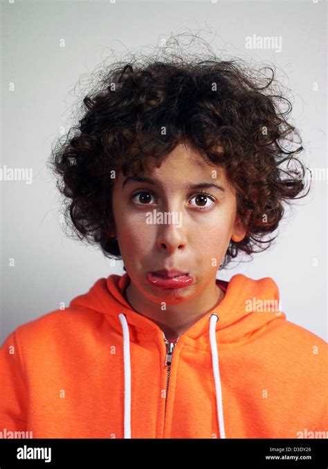 Boy With A Funny Face Stock Photo Alamy