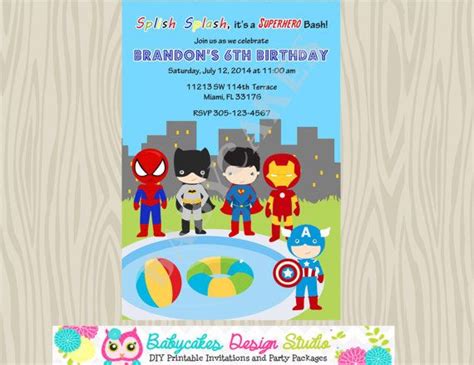 Superhero Pool Party Invitation Superheroes Birthday Invitation Pool Party Invite Printable