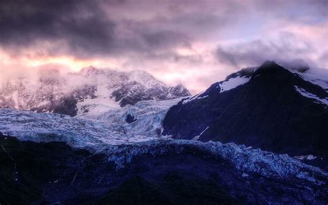 Nature Ice Glaciers Mountains Clouds Landscape Winter Snow Hd