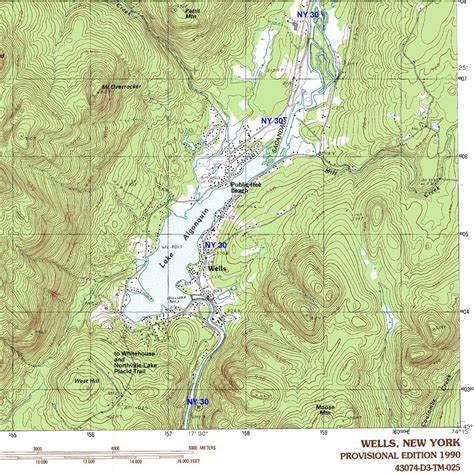Ny Route 30 The Adirondack Trail Wells Area Topographic Map