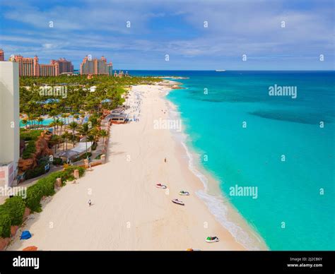 Paradise Beach Aerial View And The Cove Reef Hotel At Atlantis Resort