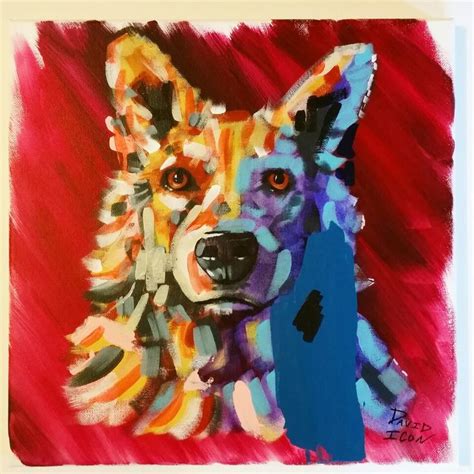 Acrylic Dog Painting By David Icon Painting Dog Paintings
