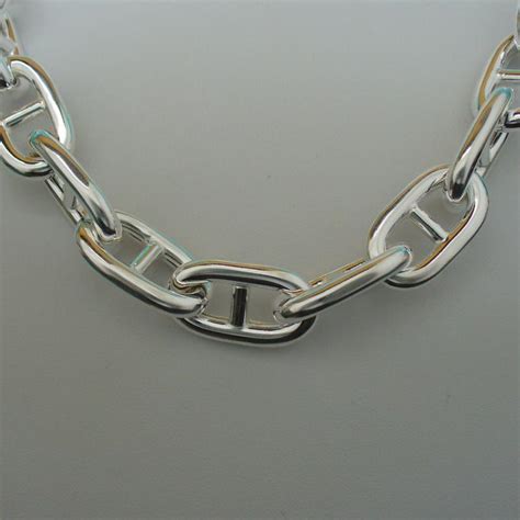 Sterling Silver Womens Anchor Chain Link Necklace