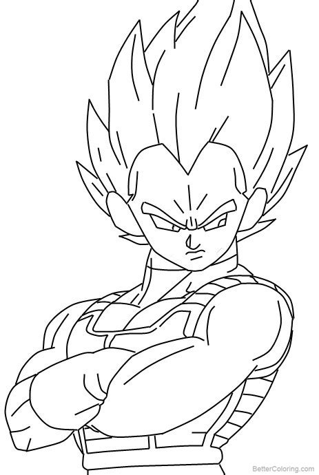 Super Saiyan Vegeta Coloring Pages Lineart By Duskoy Free Printable